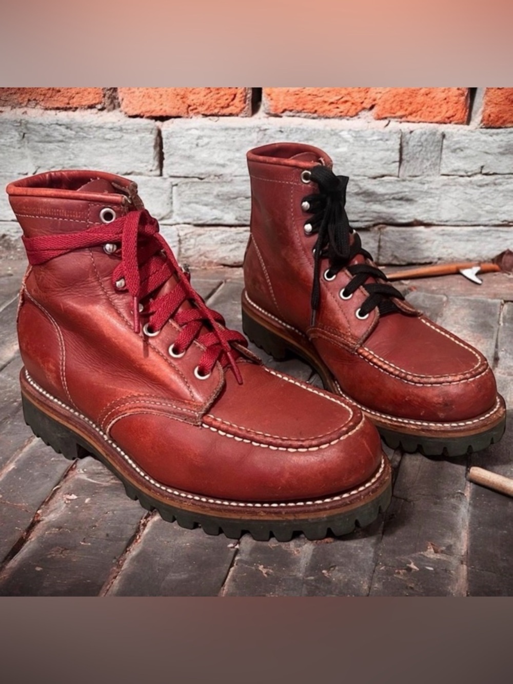 Vintage Chippewa 1975 Original Trekker Moc Toe Boots Women’s Sz 8.5 Vibram USA